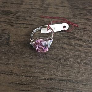 Sterling Silver Ring Pink Topaz diamond CZ size 6
